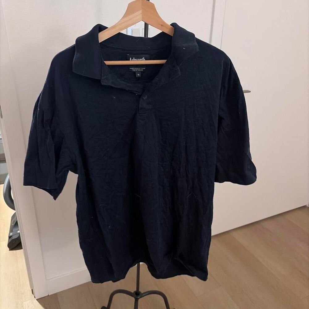 Ashworth Men's XL Double Mercerized Cotton Solid Black Short Sleeve Golf Polo